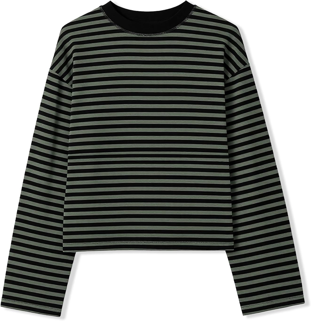 KOSUSANILL Striped Long Sleeve Shirt Women Oversized Baggy Crewneck Tshirt | Amazon (US)