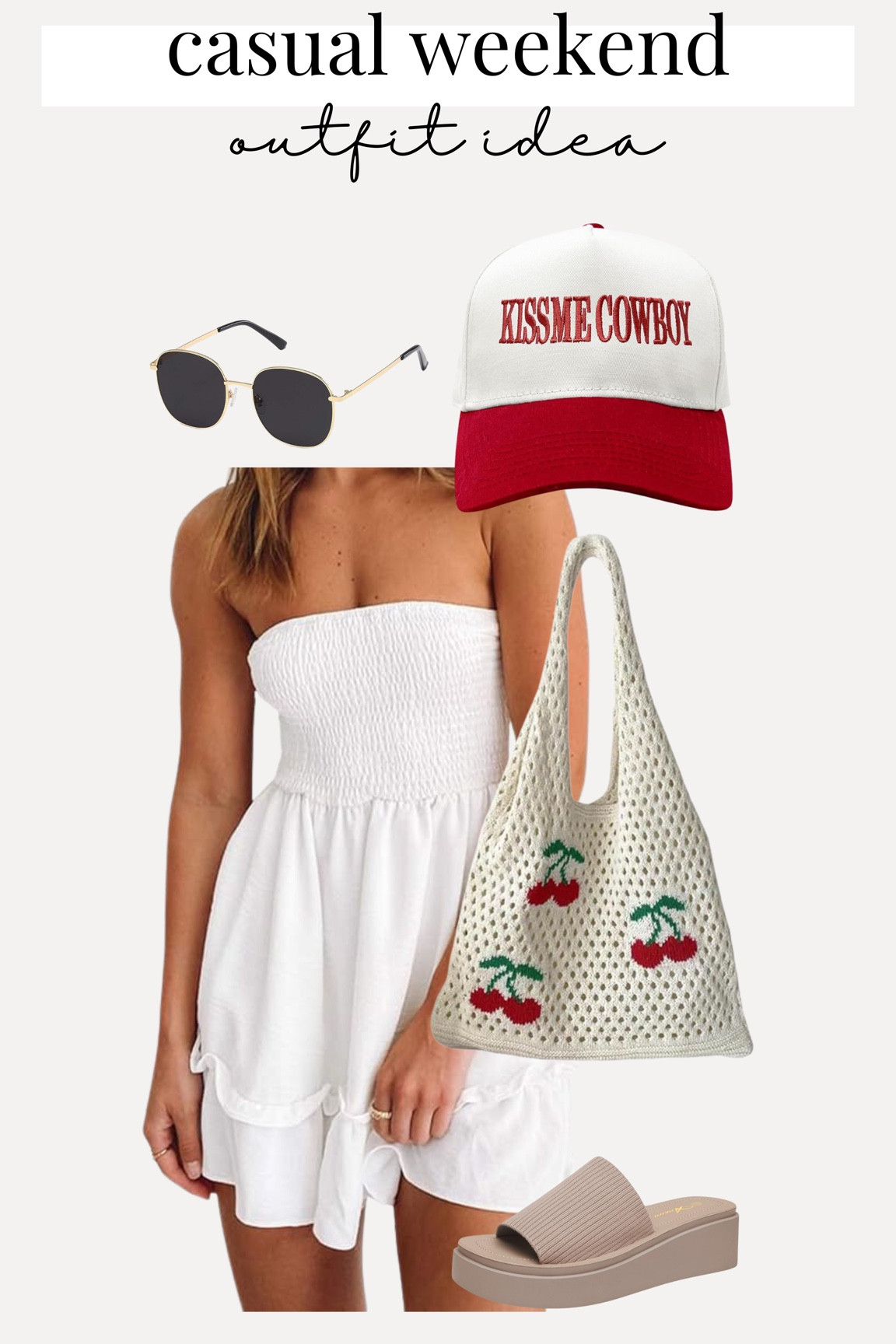 Casual weekend outfit | trucker hat outfit | costal cowgirl outfit | white summer dress outfit

#LTKStyleTip #LTKFindsUnder50 #LTKSeasonal