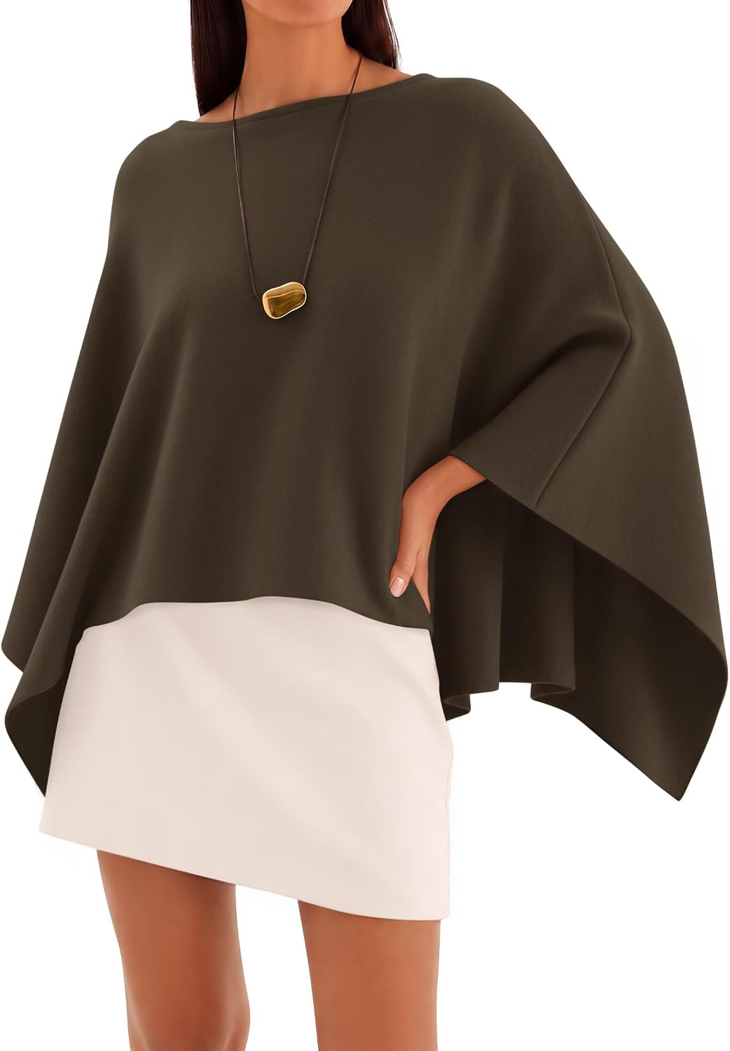 ZESICA Women's Fall Batwing Oversized Knitted Shawls Poncho Sweaters | Amazon (US)