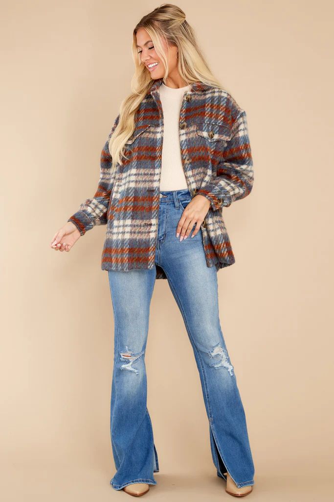 Cool And Breezy Dusk Blue Multi Plaid Shacket | Red Dress 