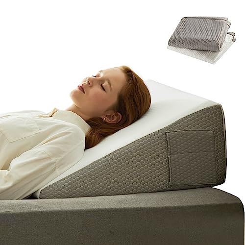 Bedluxe Wedge Pillow for Sleeping, 12 inch Elevated Support Bed Wedge Pillow, Breathable Triangle Pillow Wedge Post Surgery, Cooling Memory Foam Top - 1 Wedge Pillow + 2 Washable Covers | Amazon (US)
