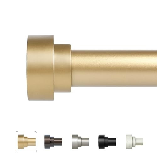 HEI! DEAR Gold Curtain Rods 18 to 60 Inch(1.5-5ft), 1 Inch Heavy Duty, Modern Decorative, Brass Gold | Amazon (US)