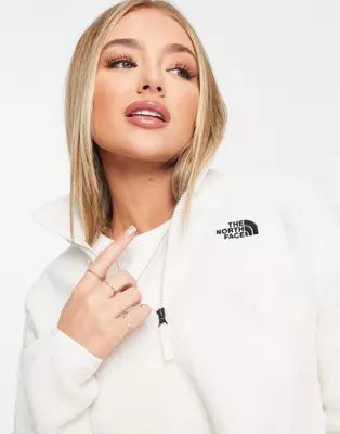 The North Face cropped 1/4 zip sherpa fleece in cream Exclusive at ASOS | ASOS (Global)