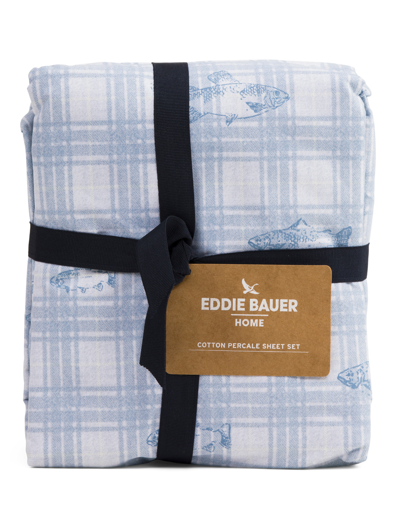 Cotton Percale Plaid And Fish Sheet Set | TJ Maxx