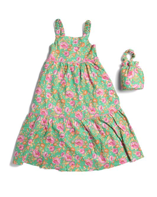 Girls Floral Maxi Dress With Purse | TJ Maxx