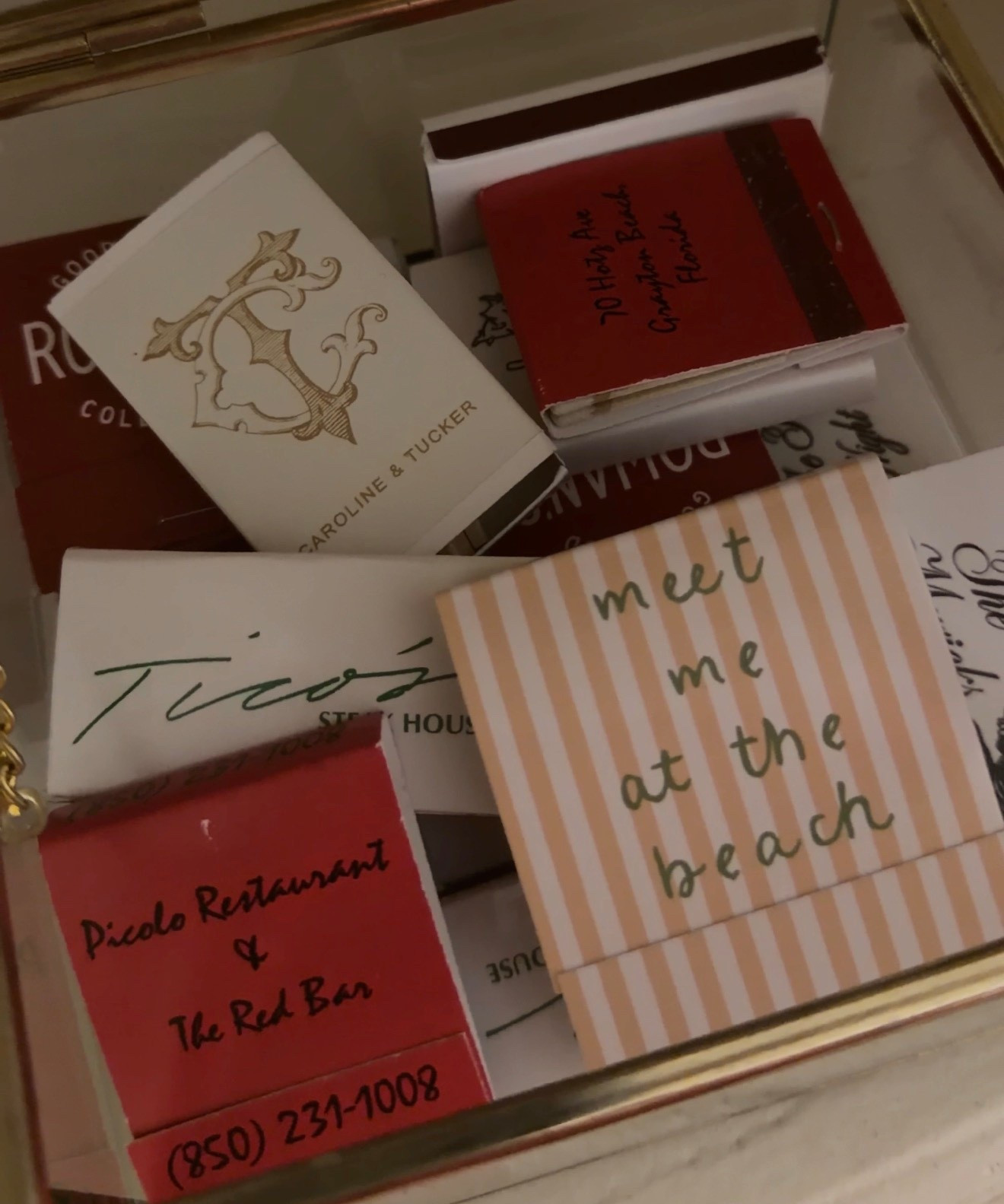 i love collecting matchboxes but if you want some fun ones to purchase go to anthro or Etsy! 

Such a fun idea for weddings and parties!
