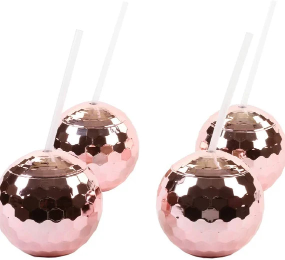 Disco Ball 19 oz Drink Tumbler w/ Straw Rose gold  4-Pack | Etsy | Etsy (US)