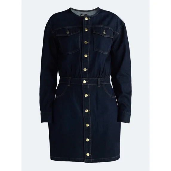 Scoop Women's and Women's Plus Mini Button Front Dress, Sizes XS-4X | Walmart (US)