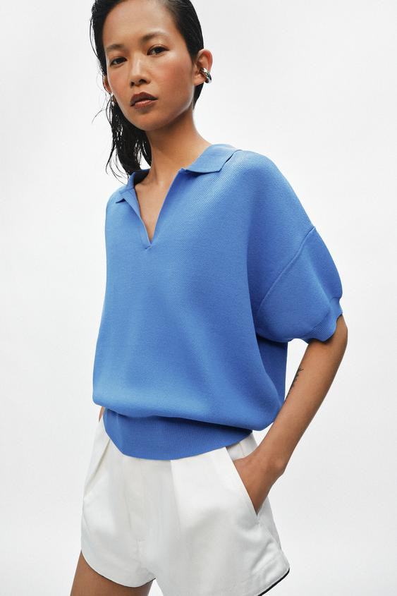 SHORT SLEEVE KNIT POLO SHIRT | Zara UK