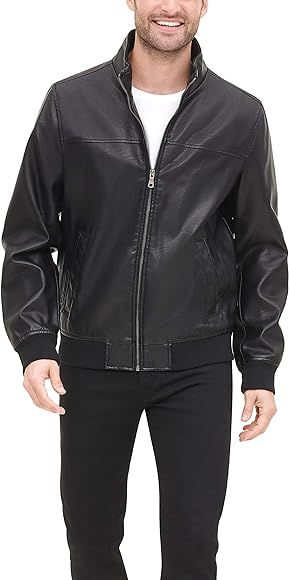 Tommy Hilfiger Men's Faux Leather Bomber Jacket | Amazon (US)