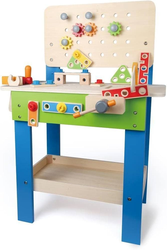 Master Workbench by Hape | Award Winning Kid's Wooden Tool Bench Toy Pretend Play Creative Buildi... | Amazon (US)