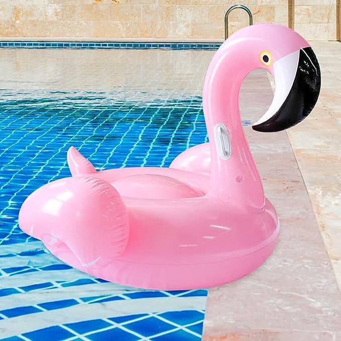LAZY COAST Giant 52” Flamingo Inflatable Ride-on Pool Float with Handles and Wings | Amazon (US)