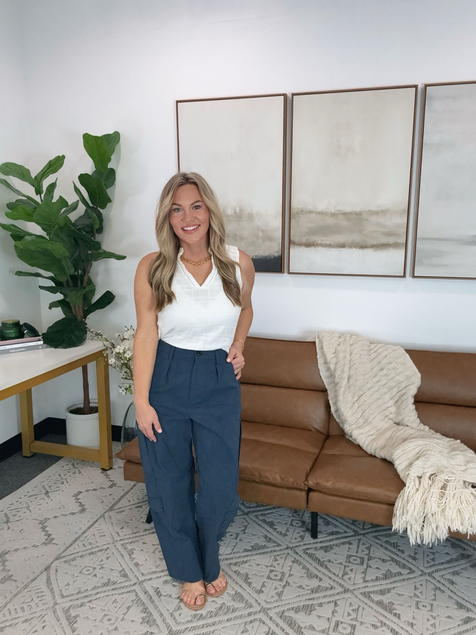 Spring workwear with a relaxed, elevated feel. Lightweight barrel cargo pants paired with a crisp white top create an easy balance of structure and movement while still feeling polished enough for everyday wear.

AudrieDollins, spring outfit, barrel pants, cargo pants women, navy pants outfit, casual workwear, business casual outfit, white top outfit, elevated basics, everyday style, amazon fashion

#LTKSeasonal #LTKOver40 #LTKWorkwear