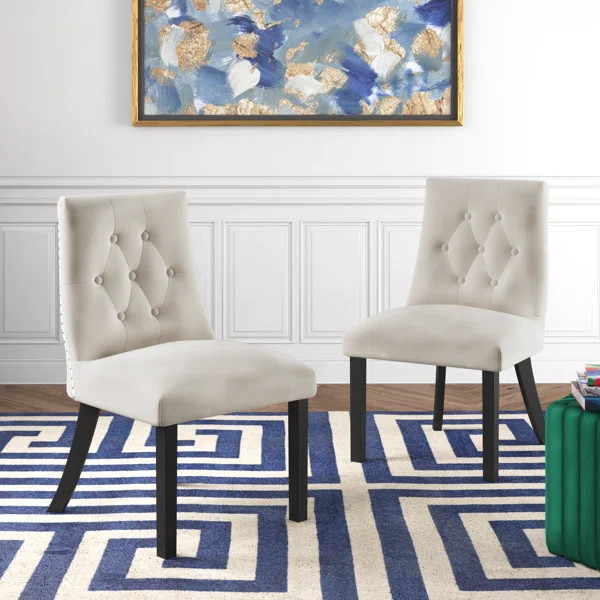 Bobigny Tufted Velvet Upholstered Parsons Chair (Set of 2) | Wayfair North America