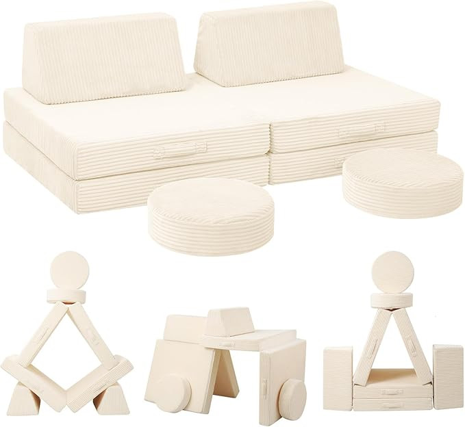 MeMoreCool Kids Couch for Playroom, Corduroy Convertible Toddler Couch, 8 Piece Modular Play Sofa... | Amazon (US)