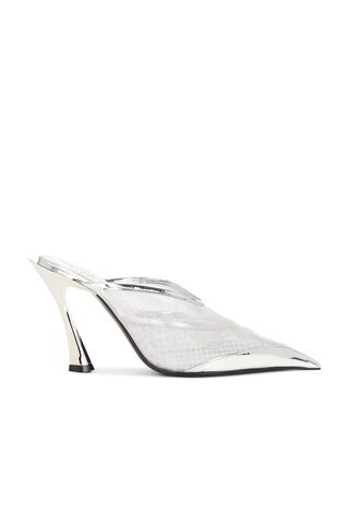 Mugler Mesh Mule in Silver - Metallic Silver. Size 38.5 (also in 36, 36.5, 37, 37.5, 38, 39.5, 41). | FWRD 