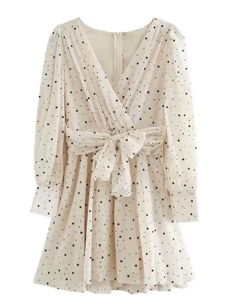 Goodnight Macaroon 'Elysse' Polka Dot Tie Waist Mini Dress | Goodnight Macaroon