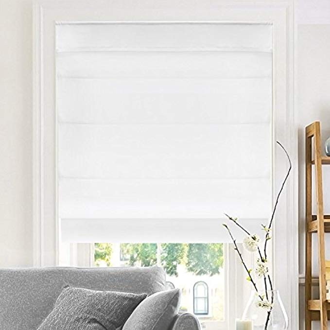 CHICOLOGY Cordless Roman Shades, 48" W X 64" H, Belgian Snow (Privacy & Light Filtering) | Amazon (US)