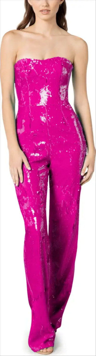 Andy Sequin Strapless Jumpsuit