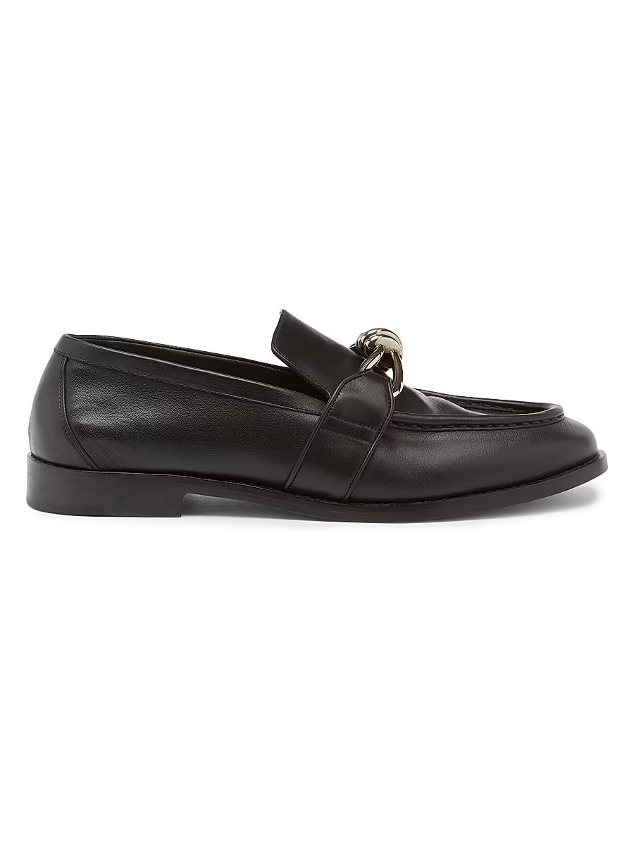 Men's Astaire Knot Leather Loafers - Black Silver - Size 6 | Saks Fifth Avenue