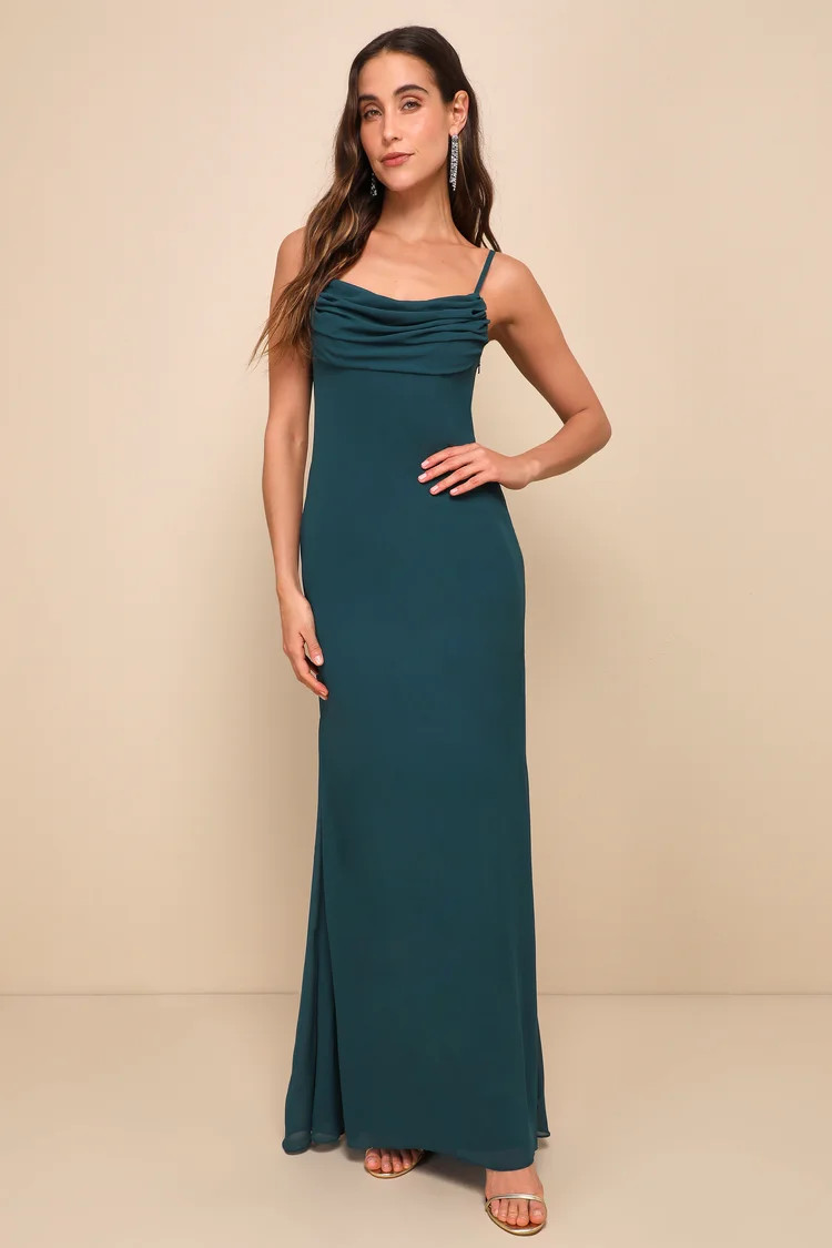 Captivated Emerald Green Cowl Neck Maxi Dress | Lulus