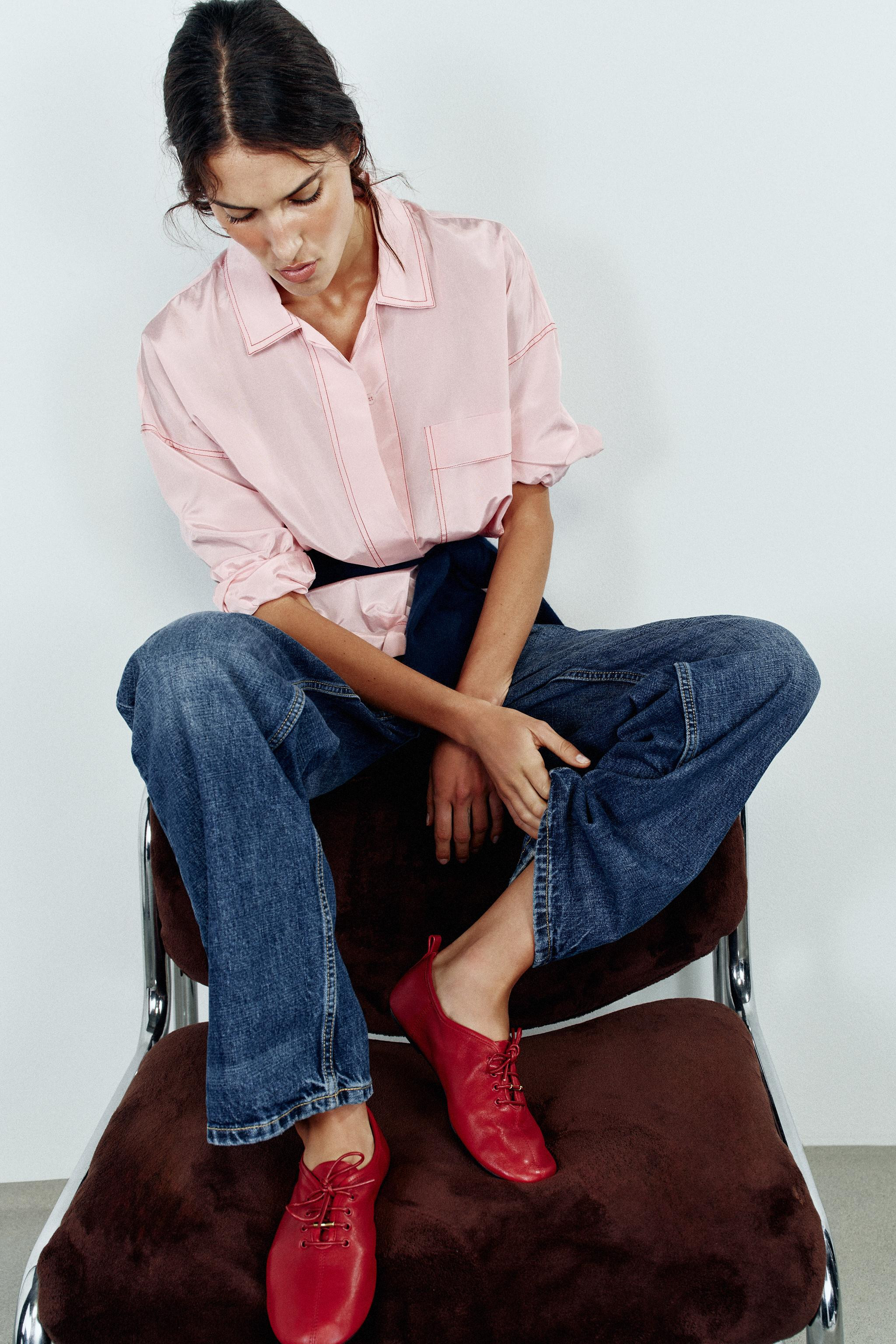 LEATHER BLUCHER SHOES | Zara Canada
