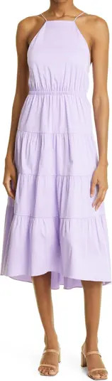 Hartley Open Tie Back Tiered Stretch Cotton Maxi Dress | Nordstrom