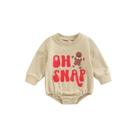 LWXQWDS Infant Baby Girl Boy Christmas Outfit Oh Snap Sweatshirt Romper Long Sleeve Cute Fall Winter | Walmart (US)