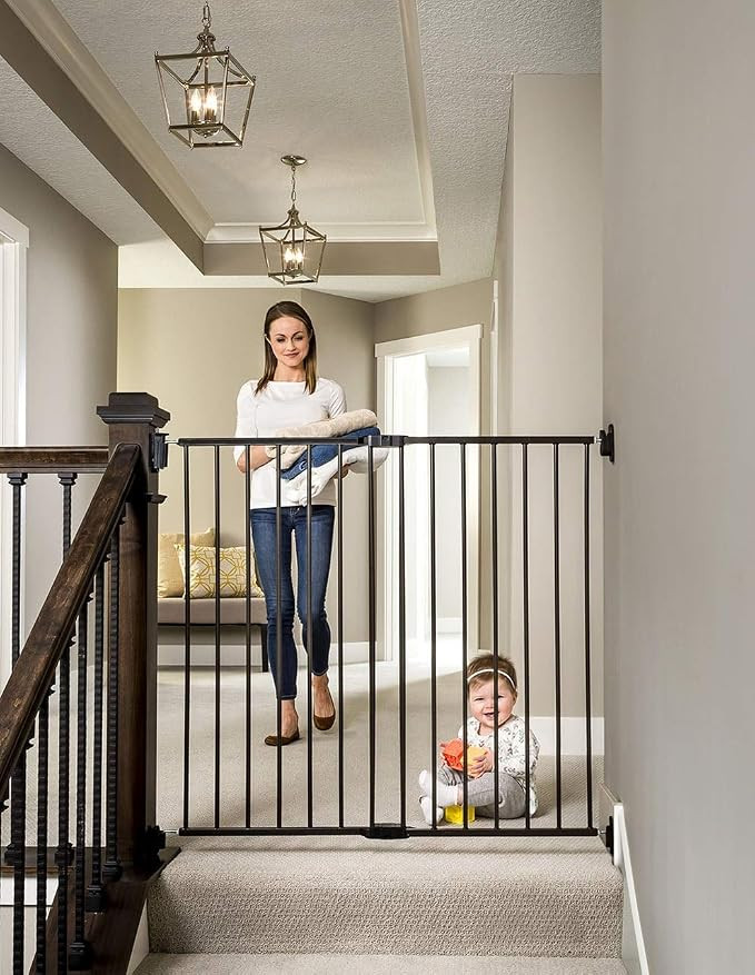 Regalo 2-in-1 Extra Tall Easy Swing Stairway and Hallway Walk Through Baby Gate, Black | Amazon (US)