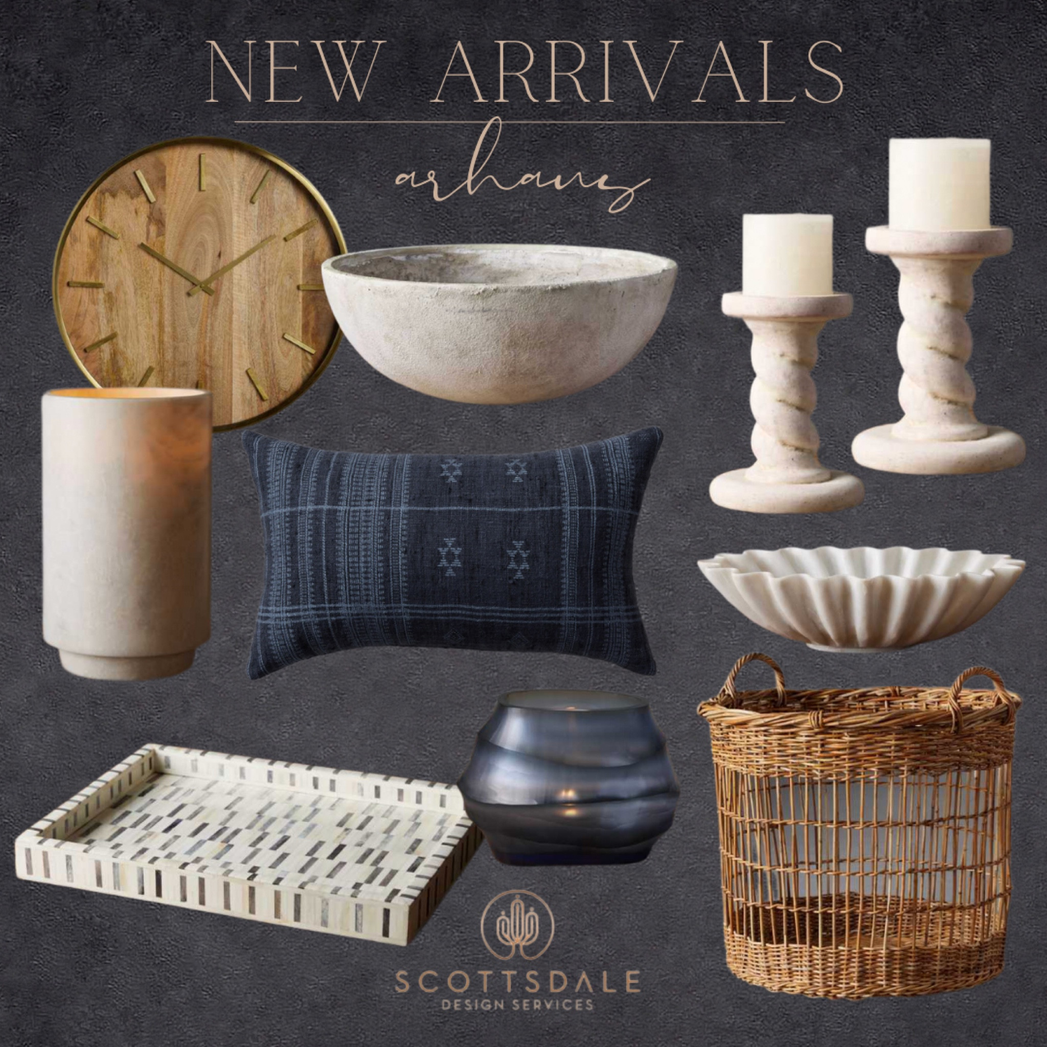 Arhaus New arrivals!🤍🤍

Navy and white decor, floor basket, storage basket, navy throw pillow, blue and white, rattan, mango wood, wall clock, pillar candle holders, spring decor, summer decor, neutral decor, planter bowl, ruffle bowl, vase, decorative tray

#LTKFind #LTKhome