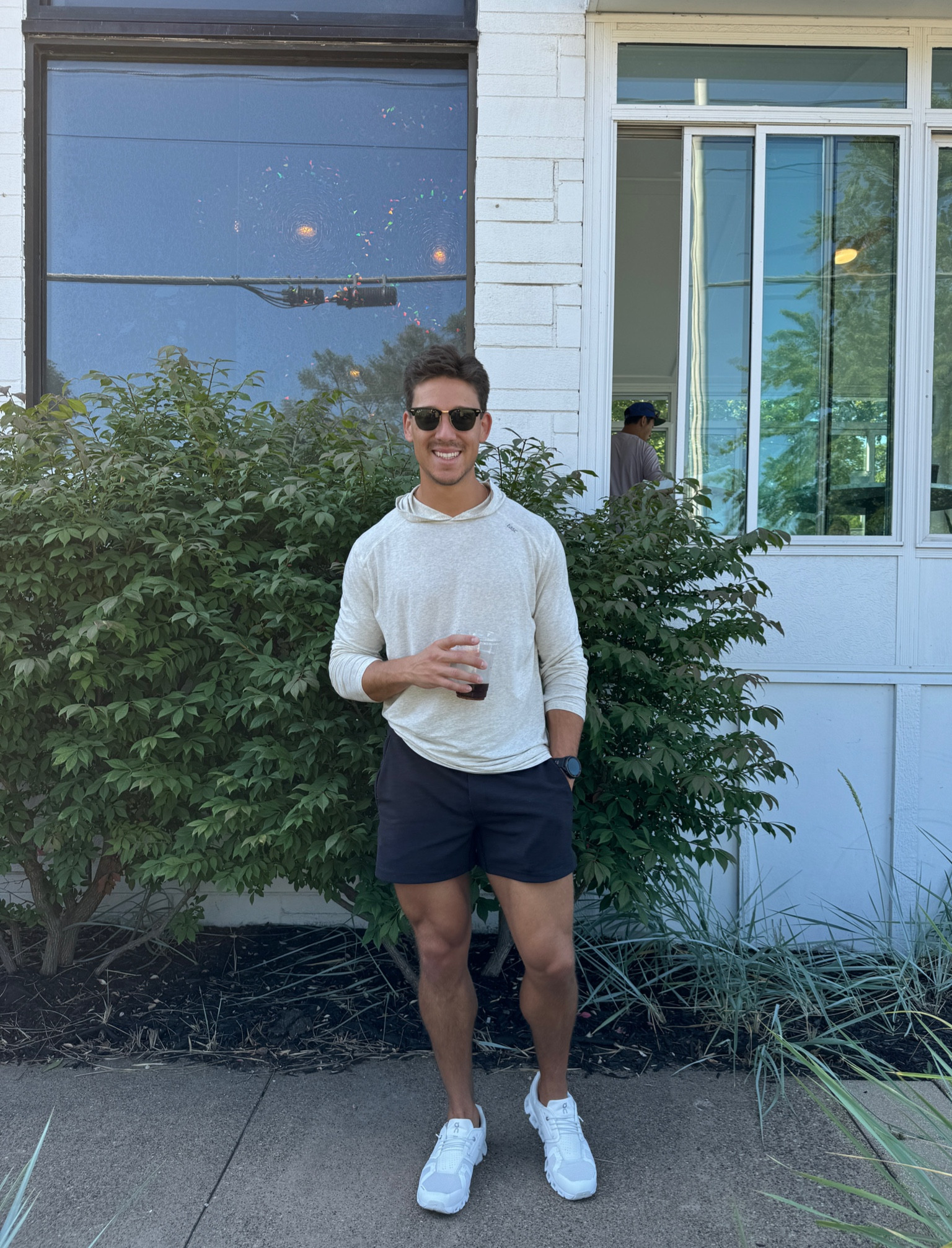 Comfy outfit for our morning walk and coffee run - balancer shorts from lululemon, tasc hoodie, and on cloud shoes!

#LTKShoeCrush #LTKTravel #LTKMens