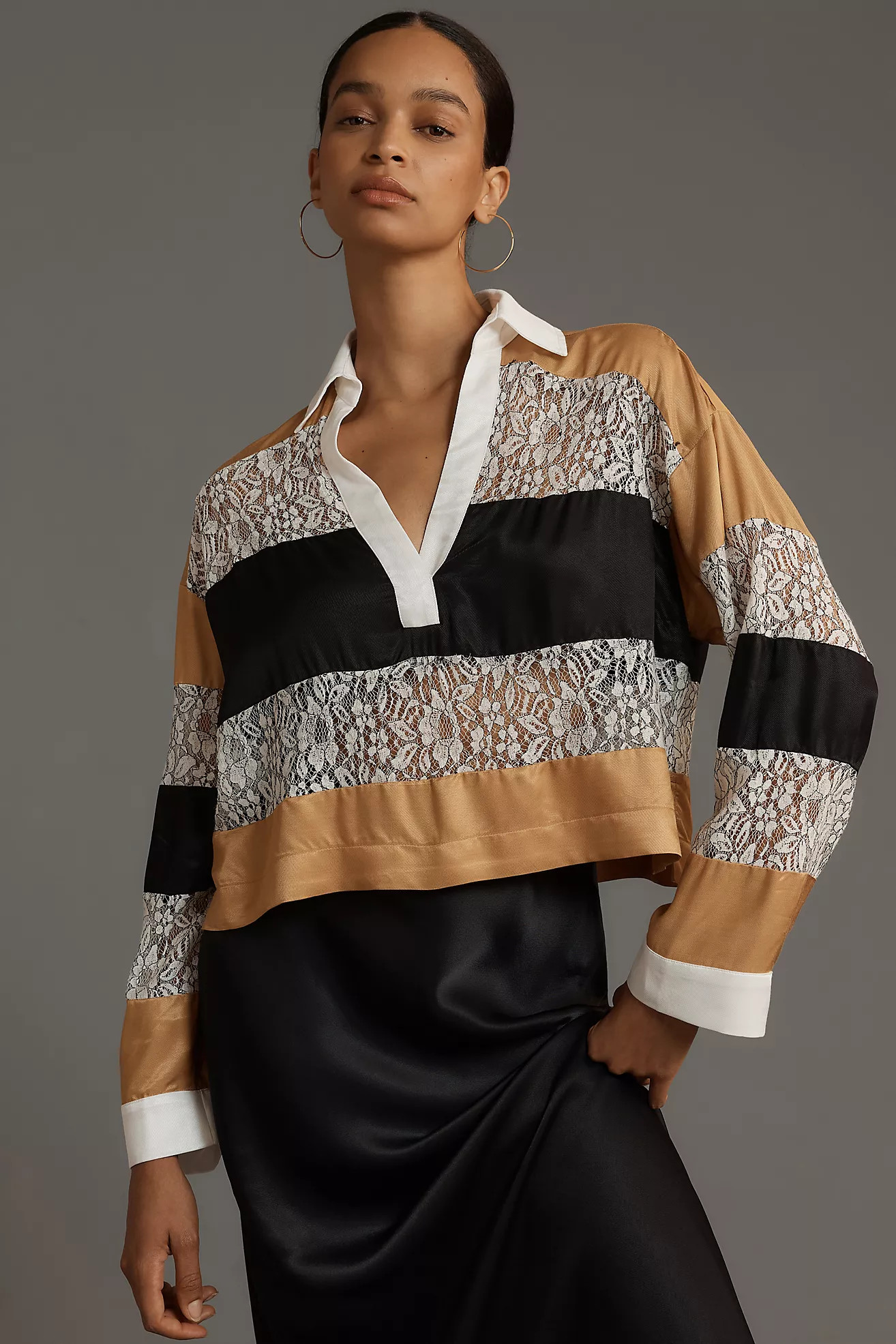Maeve Long-Sleeve Paneled Rugby Top | Anthropologie (US)
