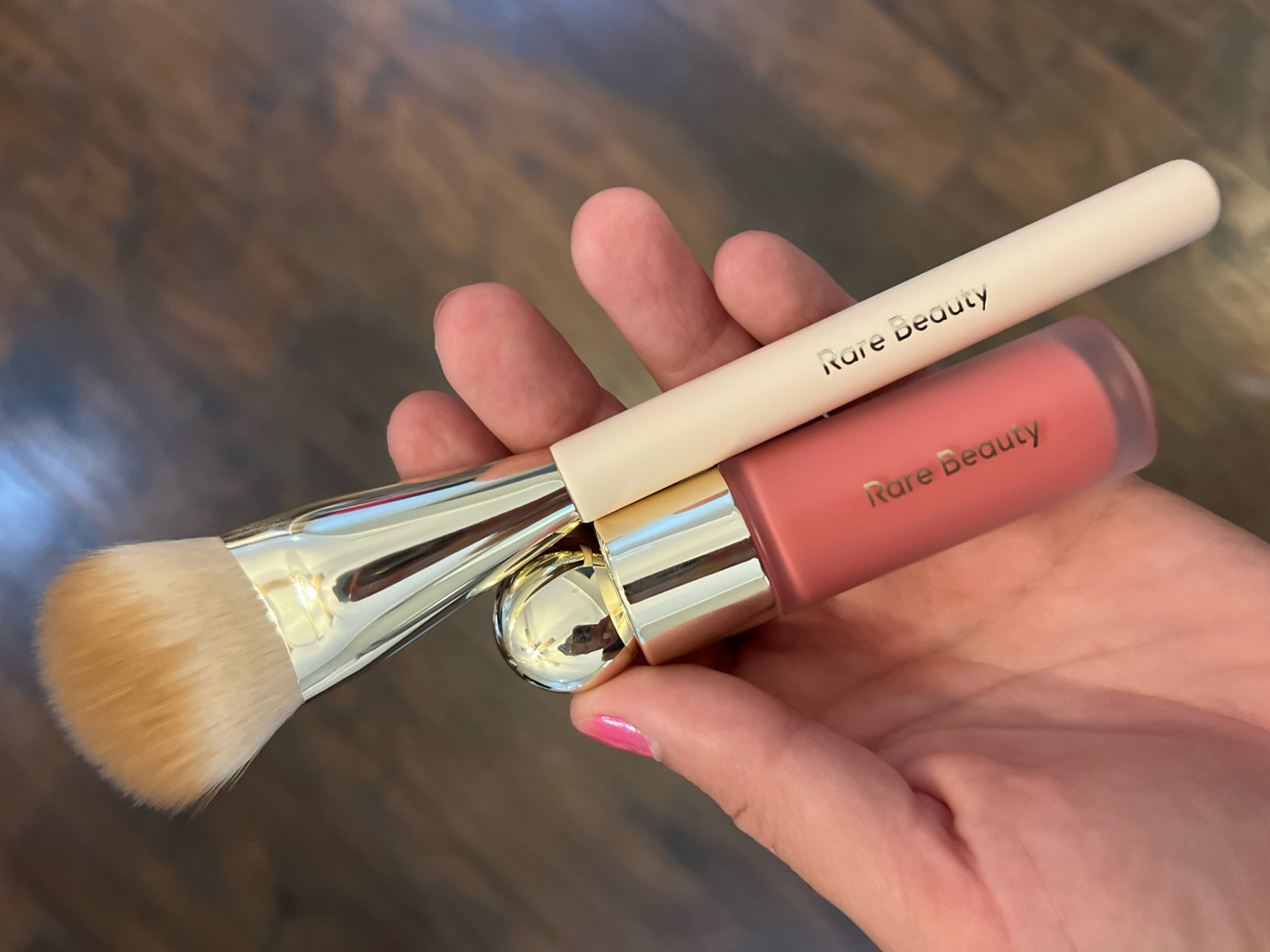 Rare beauty blush (shade happy) and blush brush 
