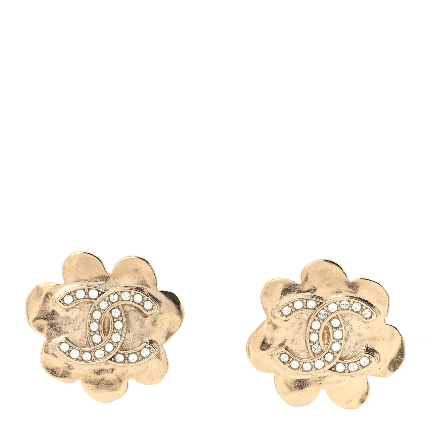 Chanel Crystal CC Flower Earrings Gold 1956018 | FASHIONPHILE (US)