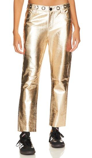 Heart Break Hotel Leather Pant in Gold | Revolve Clothing (Global)