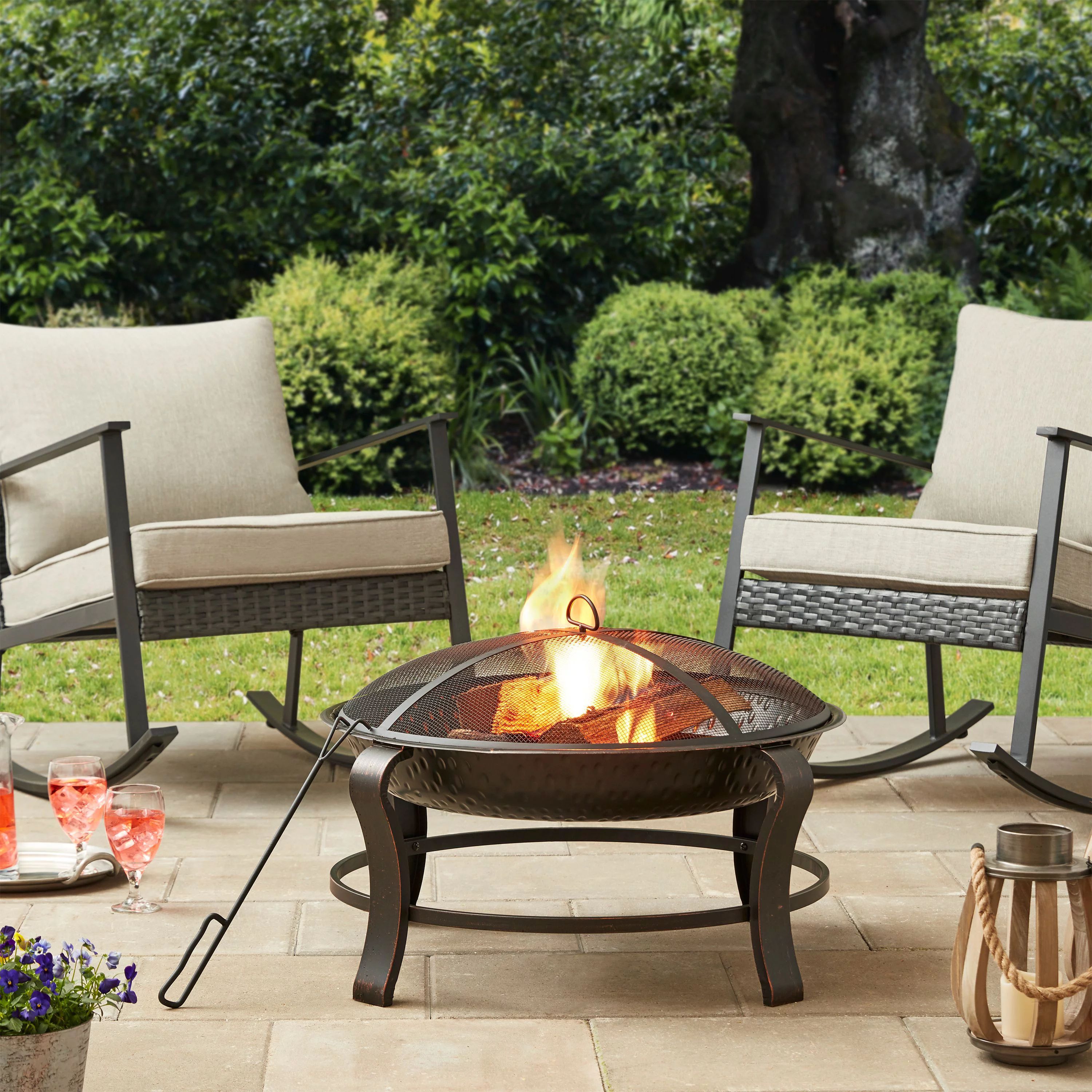 Mainstays Owen Park 28 inch Round Wood Burning Fire Pit | Walmart (US)