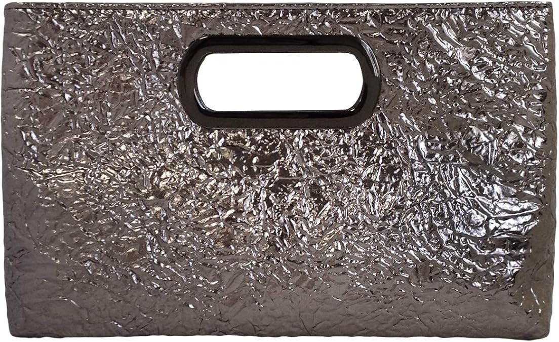 Crushed Metallic Top Handle Clutch | Amazon (US)