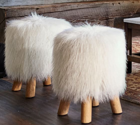 Mongolian Faux Fur Stool | Pottery Barn (US)