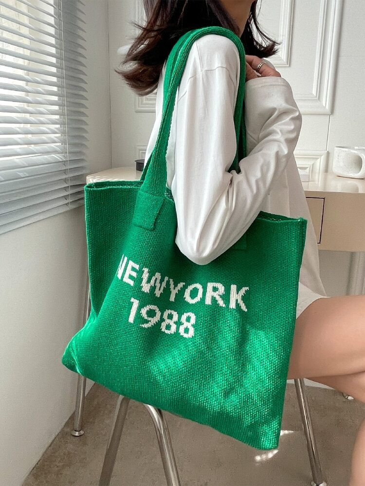 Year Number & Letter Graphic Crochet Bag | SHEIN