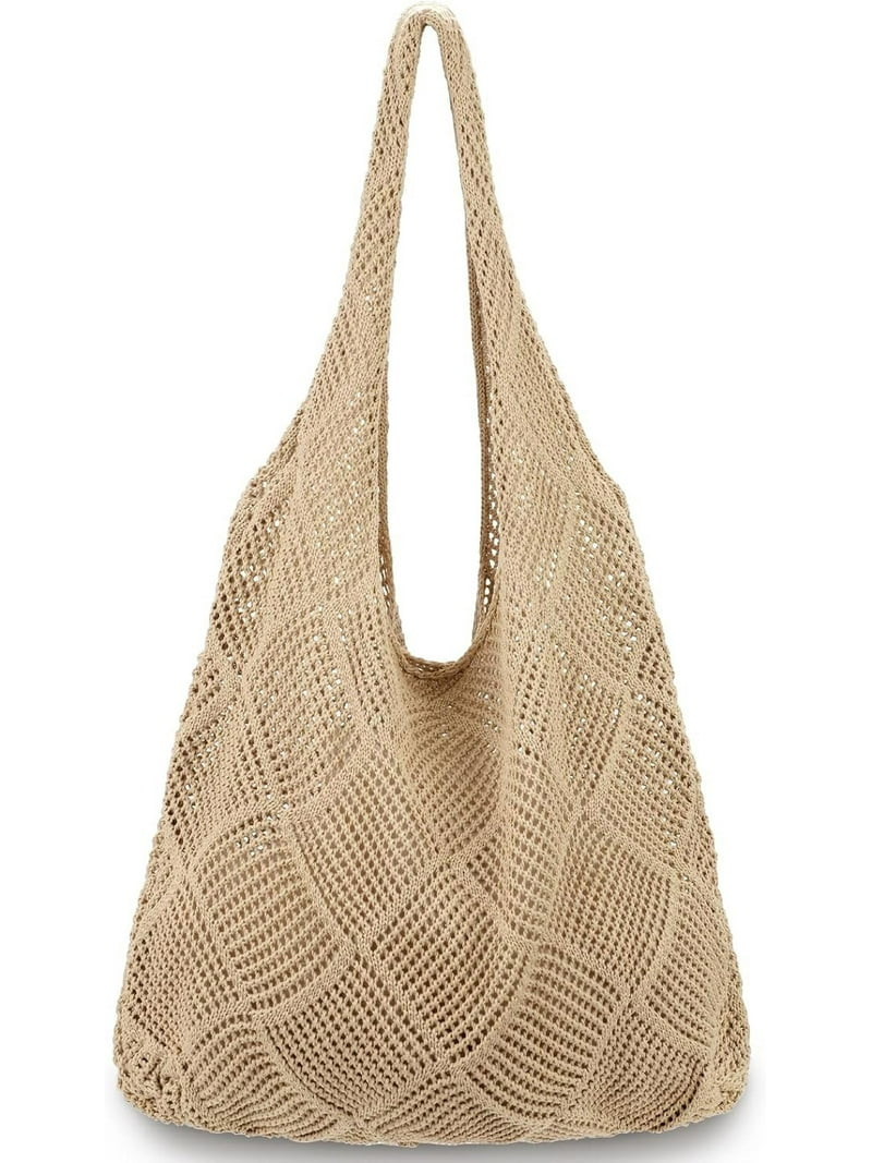 Gocvo Crochet Bag for Women, Crochet Tote Summer Bag Mesh Large Shoulder Bag (Khaki 14 x 10 x 26.... | Walmart (US)