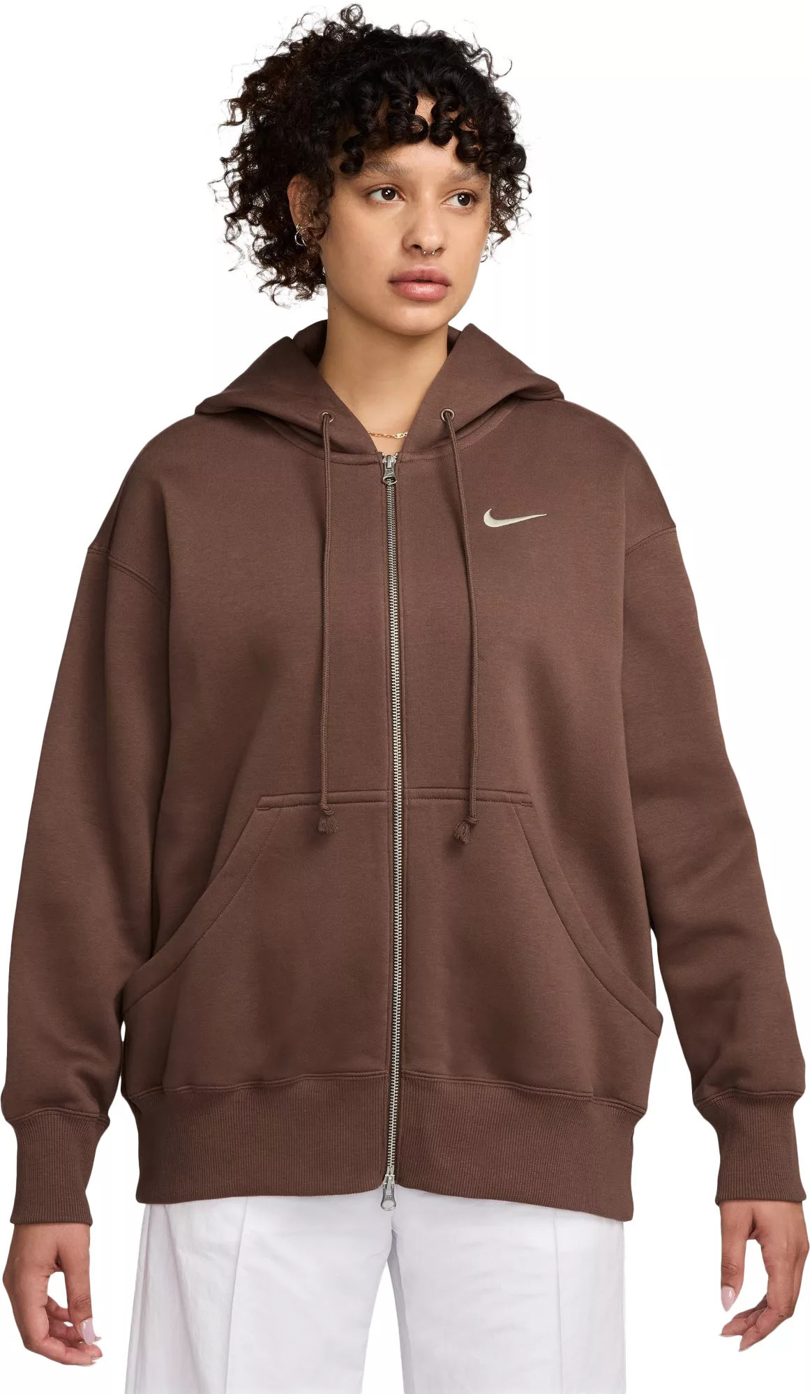 Nike Women's Sportswear Phoenix Fleece Oversized Full-Zip Hoodie, XS, Fauna Brown | DICK'S Sporting Goods