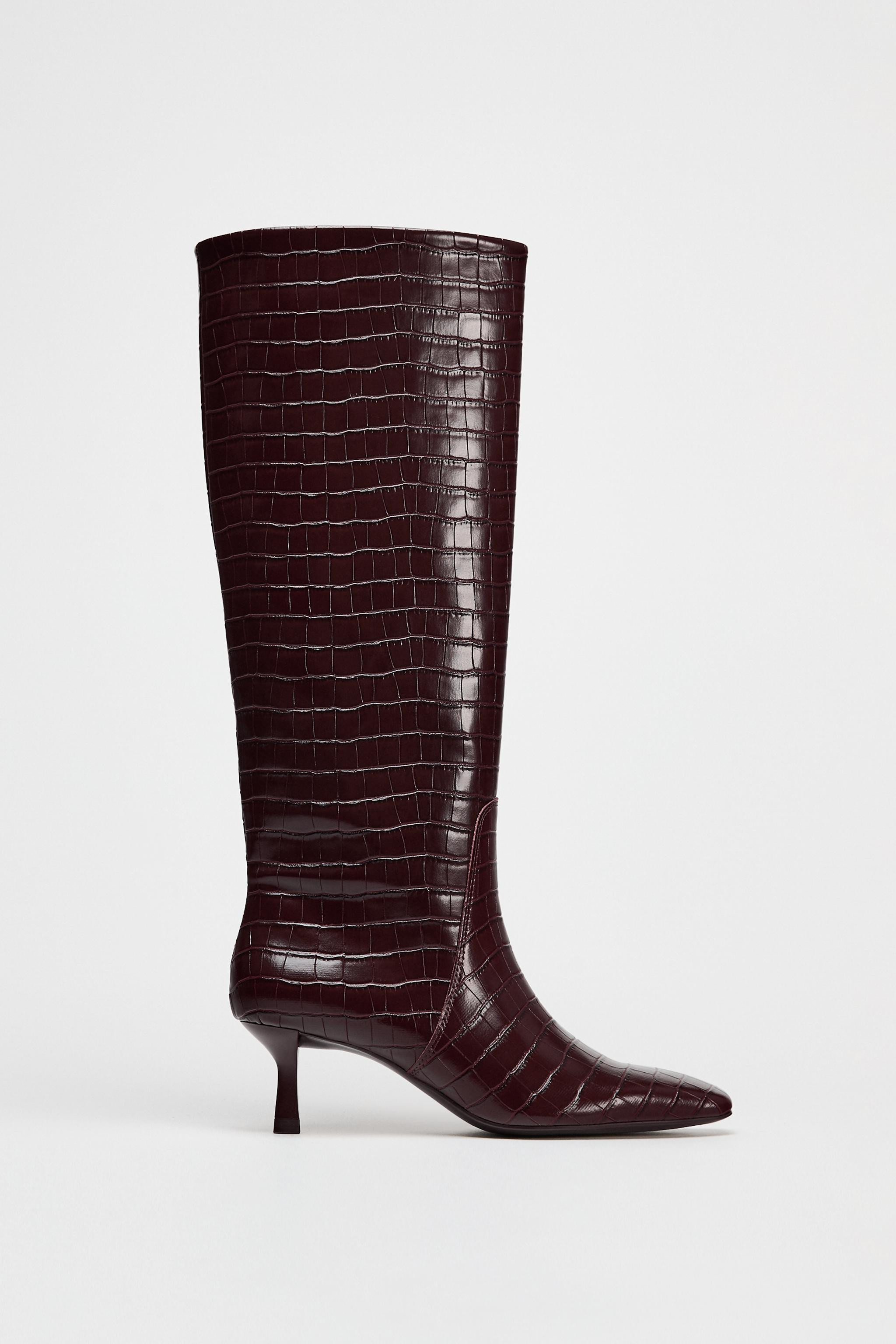 THIN HEEL EMBOSSED BOOTS | Zara US