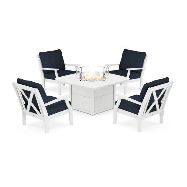 Braxton 5-Piece Deep Seating Conversation Set with Fire Pit Table | Wayfair North America