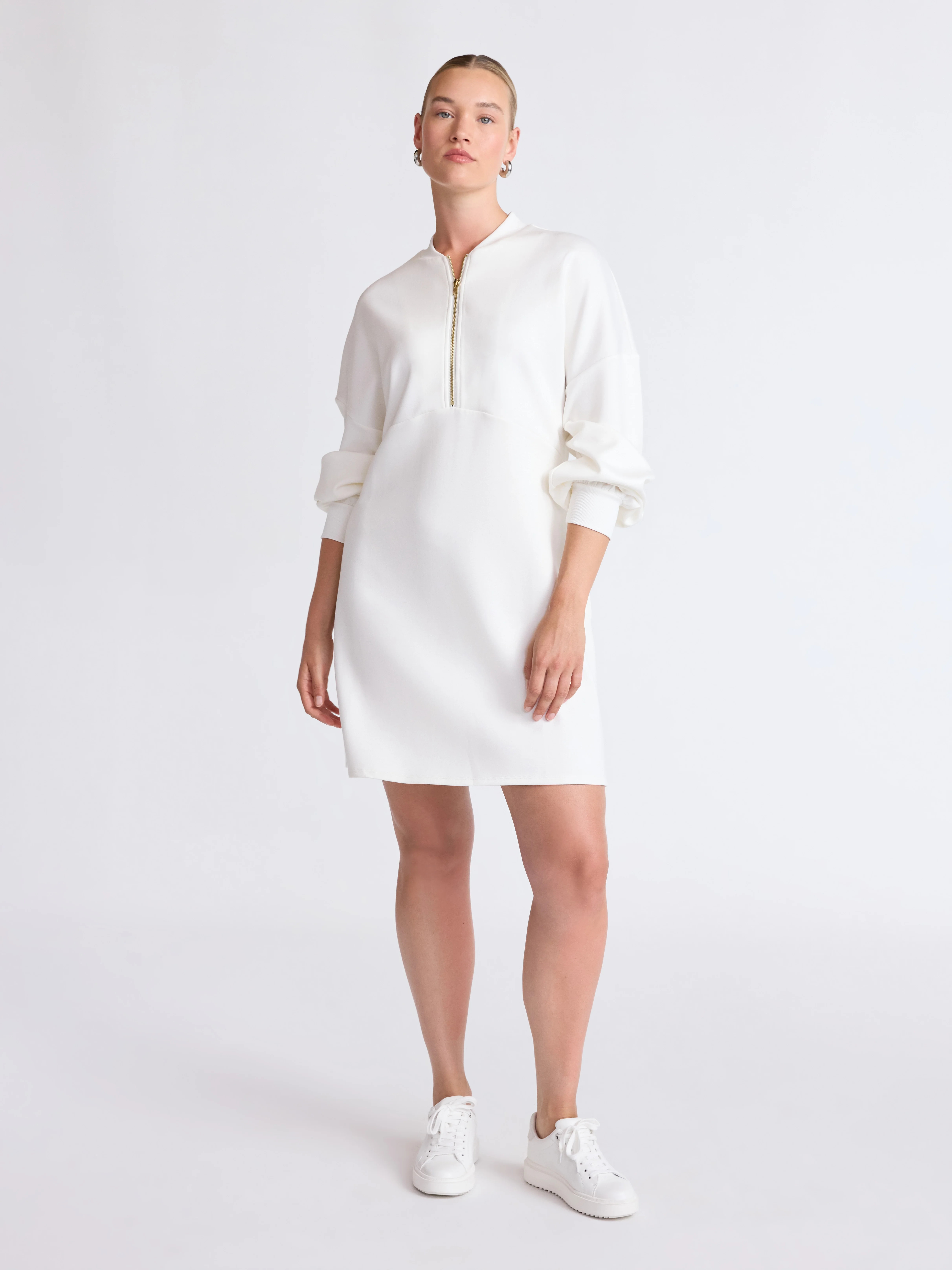 Scoop Women's and Women's Plus New Scubaknit Zip Front Mini Dress, Sizes XS-4X | Walmart (US)