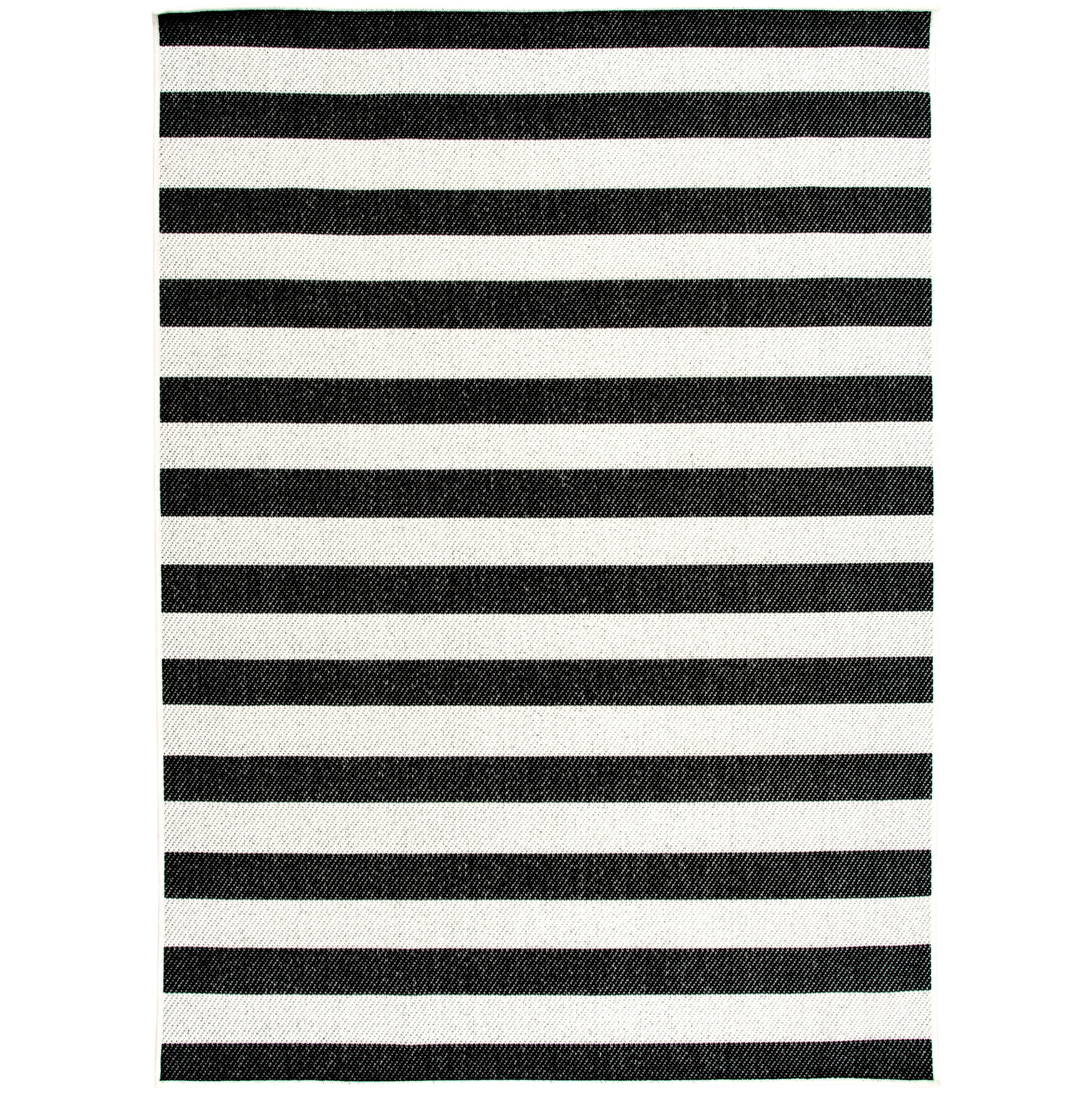 Mainstays Black and White Striped Cabana Woven Outdoor Rug, 5'x7' | Walmart (US)