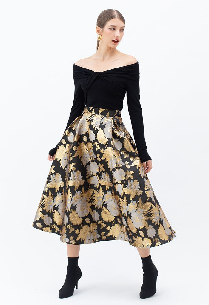 Twisted Front Off-Shoulder Crop Top in Black | Chicwish