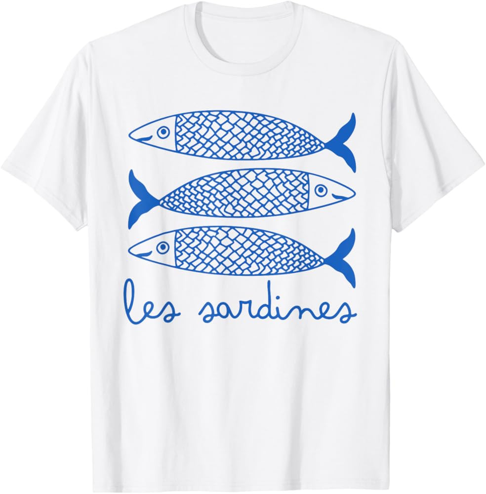 Les Sardines Fisherman Aesthetic Coastal Sardine Summer T-Shirt | Amazon (US)