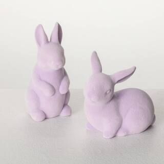 SULLIVANS 5.5 in. And 4.25 in. Lilac Velveteen Bunny Set of 2, Ceramic N3064 - The Home Depot | The Home Depot