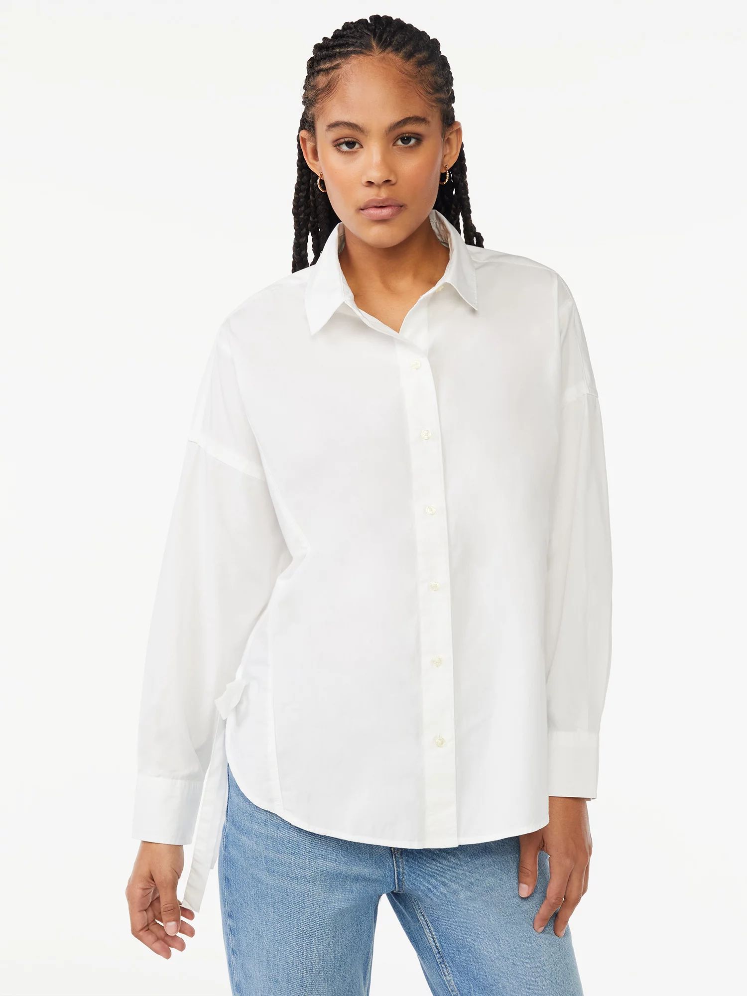 Free Assembly Women's Oversized Square Shirt with Side Tie - Walmart.com | Walmart (US)