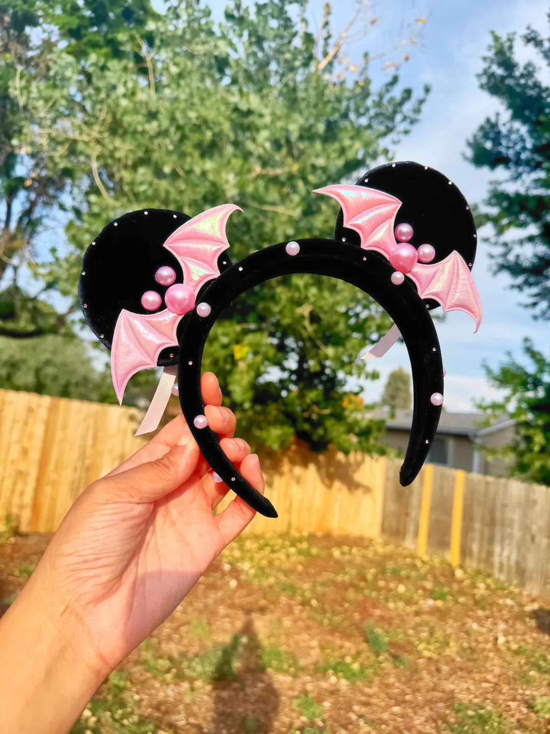 Pink Bat Minnie Ears, Spooky Cute Pink Bat Ears, Halloween Minnie Ears, Minnie Ears, Bat Hallowee... | Etsy (US)